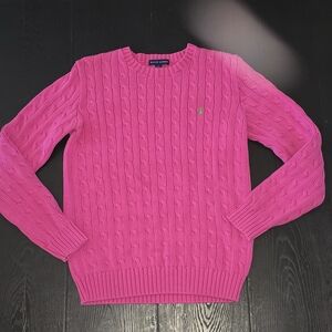 Ralph Lauren Bright Pink Cable Knit Sweater